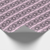 Zwart Camameo damast schedel op roze Wrapping Pape Cadeaupapier (Hoek)
