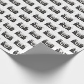 Zwart camera grafisch op wit cadeaupapier (Hoek)