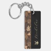 Zwart, Camo, en Gouden Elegante Script Naam Sleutelhanger (Voorkant Links)