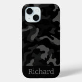 Zwart Camouflage Monogram iPhone Case (Achterkant)
