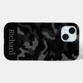 Zwart Camouflage Monogram iPhone Case (Achterkant (horizontaal))