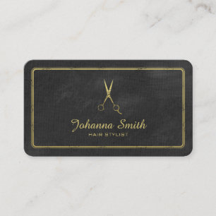 Zwart Canvas Gouden Schaar Hair Stylist Business Afsprakenkaartje