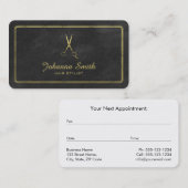 Zwart Canvas Gouden Schaar Hair Stylist Business Afsprakenkaartje (Voorkant / Achterkant)