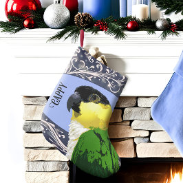 Zwart Capped Caique Parrot Pet Bird Blue Swirl Kleine Kerstsok