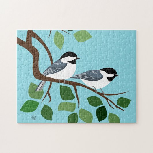 Zwart Capped Chickadee In Tree Legpuzzel (Horizontaal)