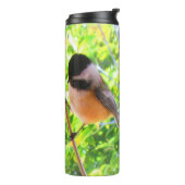 Zwart Capped Chickadee Leuke zangvogel Thermosbeker (Gedraaid links)