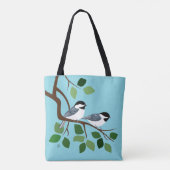 Zwart Capped Chickadee op Tree Branch Tote Bag (Achterkant)