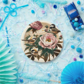 Zwart Capped Chickadee Pioen Kunst Natuur Liefhebb Papieren Bordje (Feest)