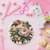 Zwart Capped Chickadee Pioen Kunst Natuur Liefhebb Papieren Bordje (Feest)