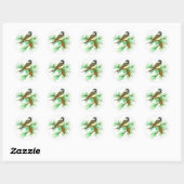 Zwart Capped Chickadee Witte Pine Cone Tassel Ronde Sticker (Vel)