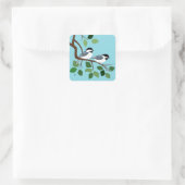 Zwart Capped Chickadees In Tree Vierkante Sticker (Tas)