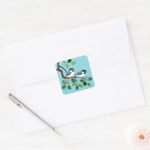 Zwart Capped Chickadees In Tree Vierkante Sticker (Envelop)