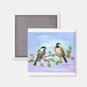 Zwart Capped Chickadees Magneet (Voorkant / Achterkant)