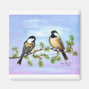 Zwart Capped Chickadees Magneet