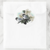 Zwart Capped Chickadees Ronde Sticker (Tas)