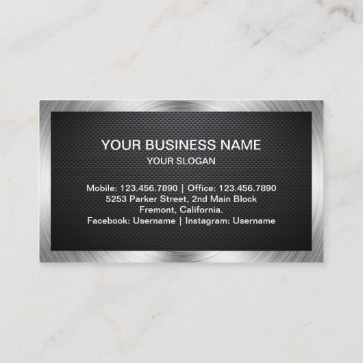 Zwart Carbon Fiber Staal Huishoudelijke Toestellen Visitekaartje (Achterkant)