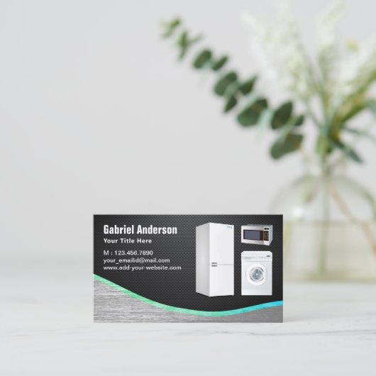 Zwart Carbon Fiber Staal Huishoudelijke Toestellen Visitekaartje (Staand voorkant)