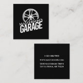 Zwart carnaat automatische reparatie witte bandrie vierkante visitekaartje (Voorkant / Achterkant)