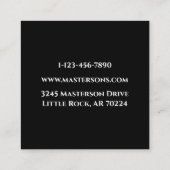 Zwart carnaat automatische reparatie witte bandrie vierkante visitekaartje (Achterkant)