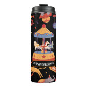 Zwart Carnaval Kinderen Verjaardagscircus Patroon  Thermosbeker (Voorkant)