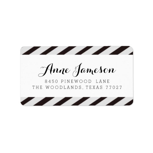 Zwart Carnaval Stripes Adresetiketten Etiket (Voorkant)