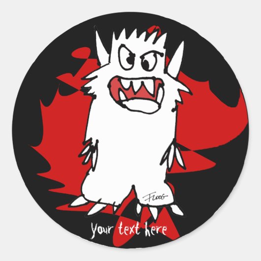 Zwart Cartoon Monster gepersonaliseerd label (Voorkant)