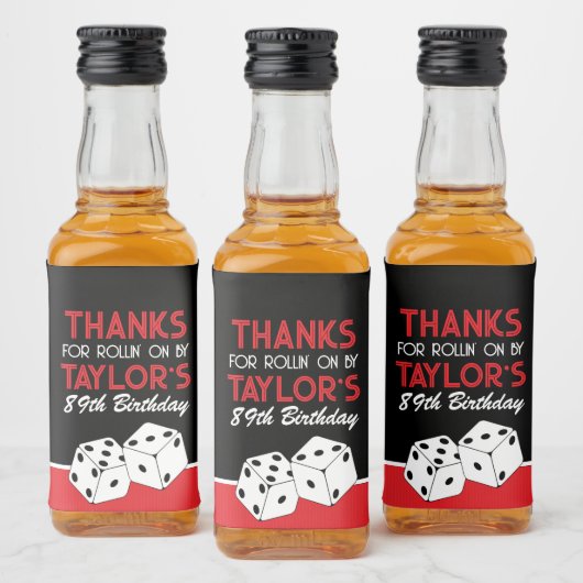 Zwart Casino Dice Verjaardagsgunst Likeurfles Etiket (Flessen)