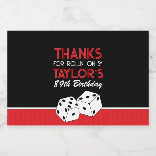 Zwart Casino Dice Verjaardagsgunst Likeurfles Etiket (Enkel label)