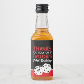 Zwart Casino Dice Verjaardagsgunst Likeurfles Etiket (Voorkant)