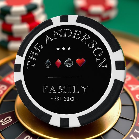 Zwart Casino Kaart Suit Familie Bruiloft Poker Chips