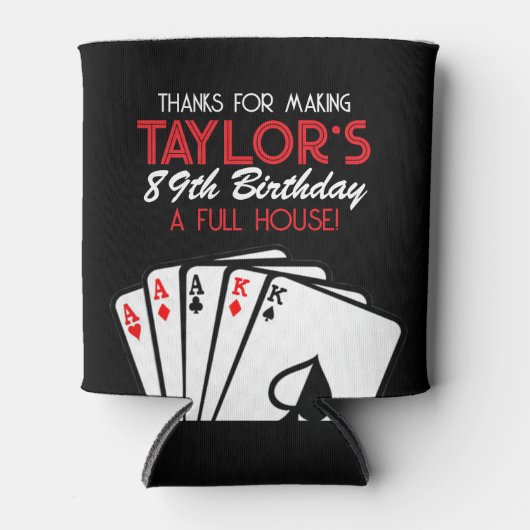 Zwart Casino Poker Verjaardagsfeestje Favor Blikjeskoeler (Voorkant)