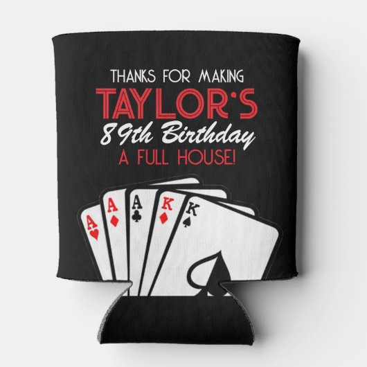 Zwart Casino Poker Verjaardagsfeestje Favor Blikjeskoeler (Achterkant)