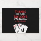 Zwart Casino Poker Verjaardagsgunst Likeurfles Etiket (Enkel label)