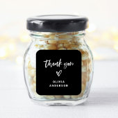 Zwart Casual script en hart | Branding bedankt Vierkante Sticker