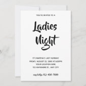 Zwart Casual script | Ladies Night Vrijgezellenfee Kaart (Voorkant)