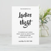 Zwart Casual script | Ladies Night Vrijgezellenfee Kaart (Staand voorkant)