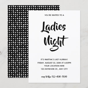 Zwart Casual script   Ladies Night Vrijgezellenfee Kaart