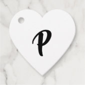 Zwart Casual Script Monogram Bedankt Bedankjes Labels (Voorkant)