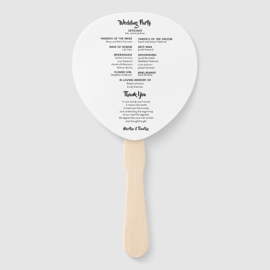 Zwart Casual Script | Typografie Huwelijksfan Handwaaier (Achterkant)