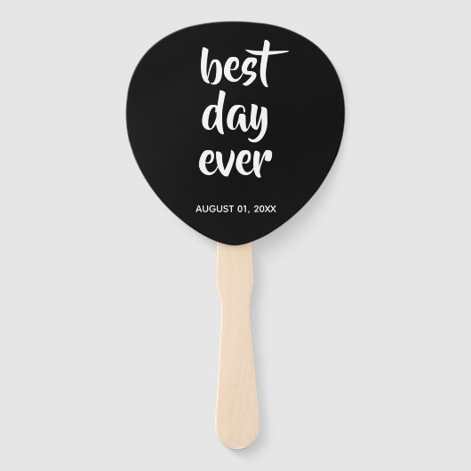 Zwart Casual Script | Typografie Huwelijksfan Handwaaier (Voorkant)