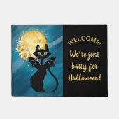 Zwart Cat | Bat Cat | Elegant Halloween 18"x24" Deurmat (Voorkant)