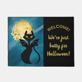 Zwart Cat | Bat Cat | Elegant Halloween 18"x24" Deurmat