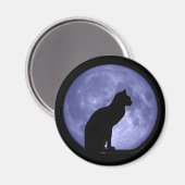 Zwart Cat Blue Moon Koelkast magneet (Voorkant / Achterkant)