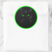 Zwart Cat Green Eyes Classic Ronde Stickers (Tas)