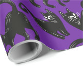 Zwart Cat Halloween Wrapping Papier (Rol Hoek)