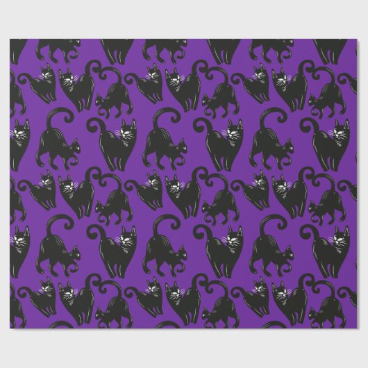 Zwart Cat Halloween Wrapping Papier (Vlak)