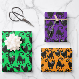 Zwart Cat Halloween Wrapping Papier Set Inpakpapier Vel