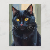 Zwart Cat | Happy Halloween Spooky Feestdagenkaart (Voorkant)