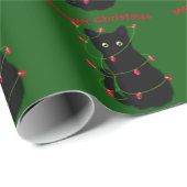 Zwart Cat | Meowy Kerstmis | Kronkellicht Wra Cadeaupapier (Rol Hoek)