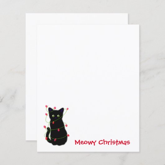 Zwart Cat | Meowy Kerstmis | Kronkellichten (Voorkant / Achterkant)